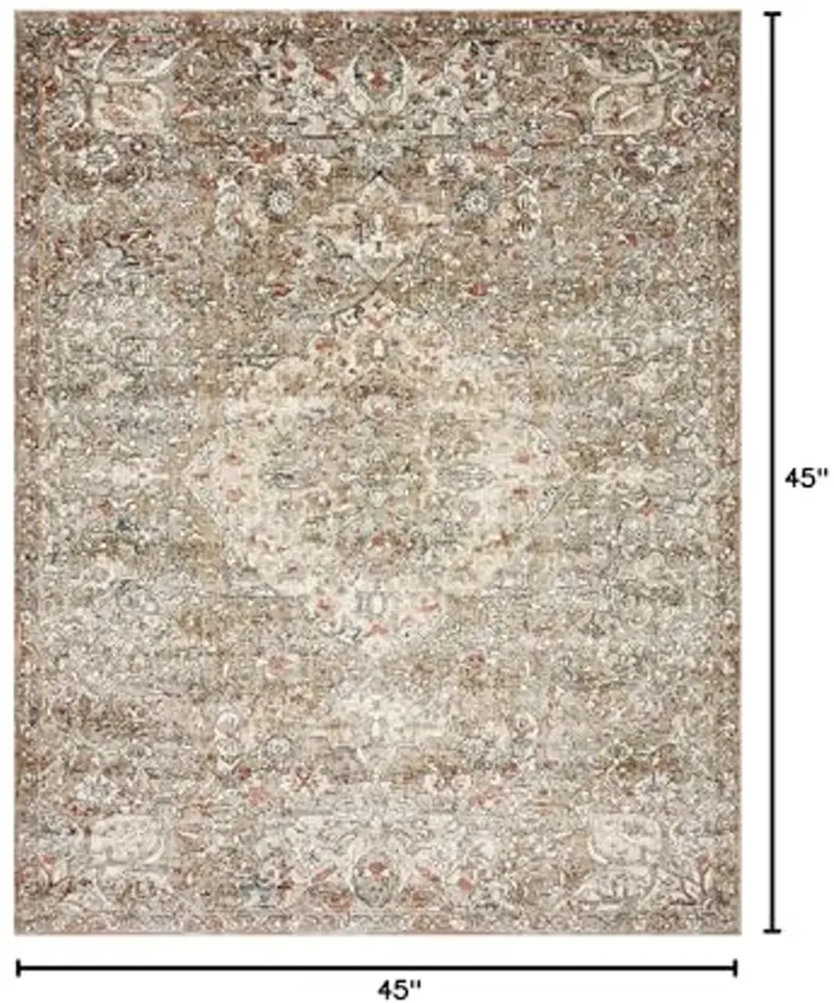 Loloi II Saban Collection, SAB-07, Straw/Beige, 3'-9" x 3'-9", Round Accent Rug, Soft, Durable, Moroccan, Persian, Vintage, Non-Shedding, Easy Clean, Living Room Rug