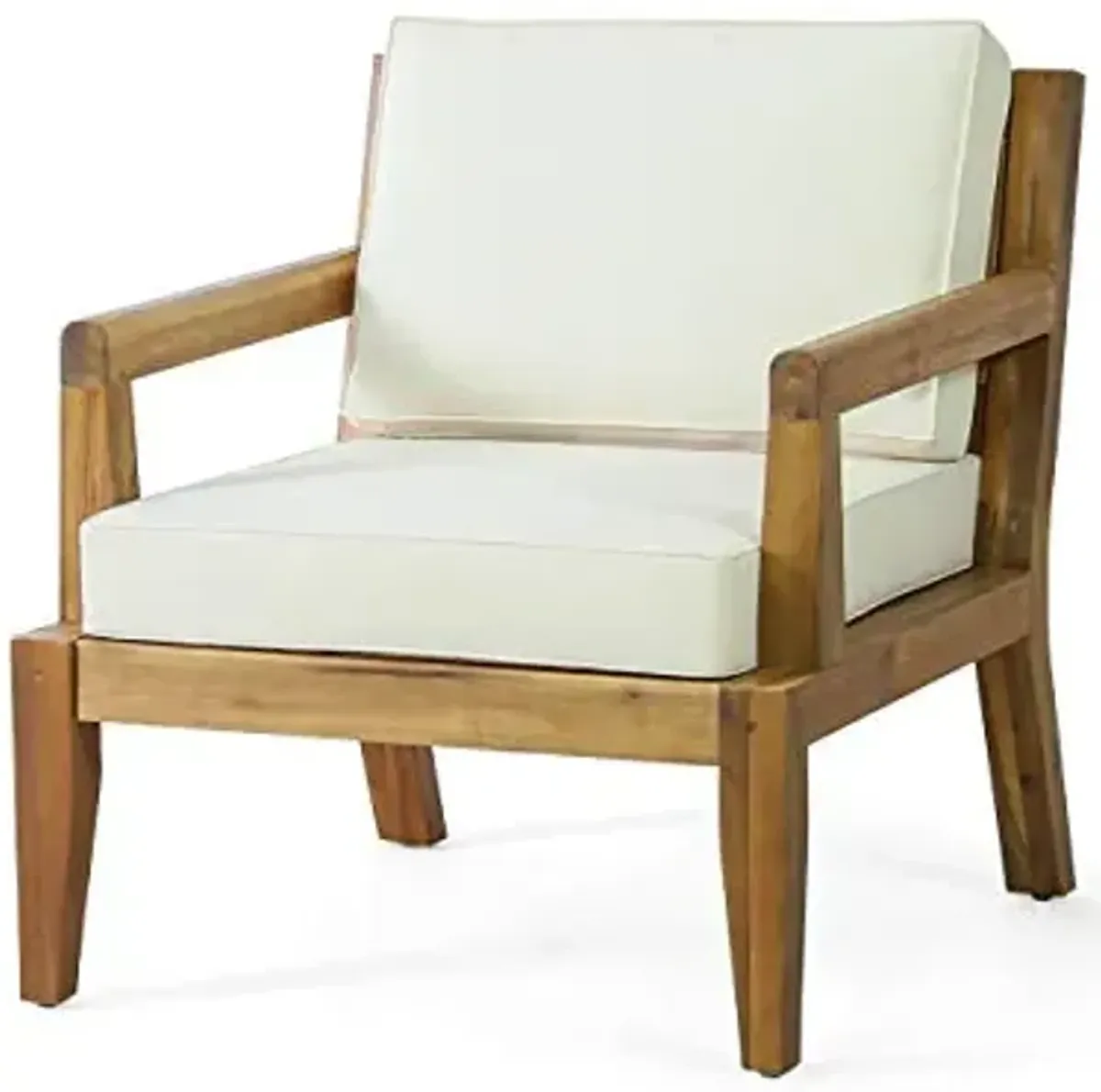 Christopher Knight Home Rossville Outdoor Club Chairs, Teak Finish + Beige