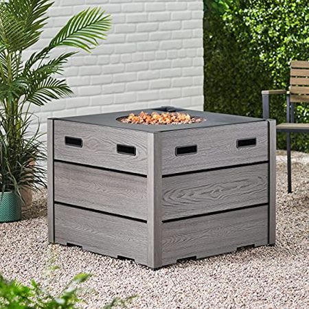 Archie Outdoor 40,000 BTU Square Fire Pit, Gray