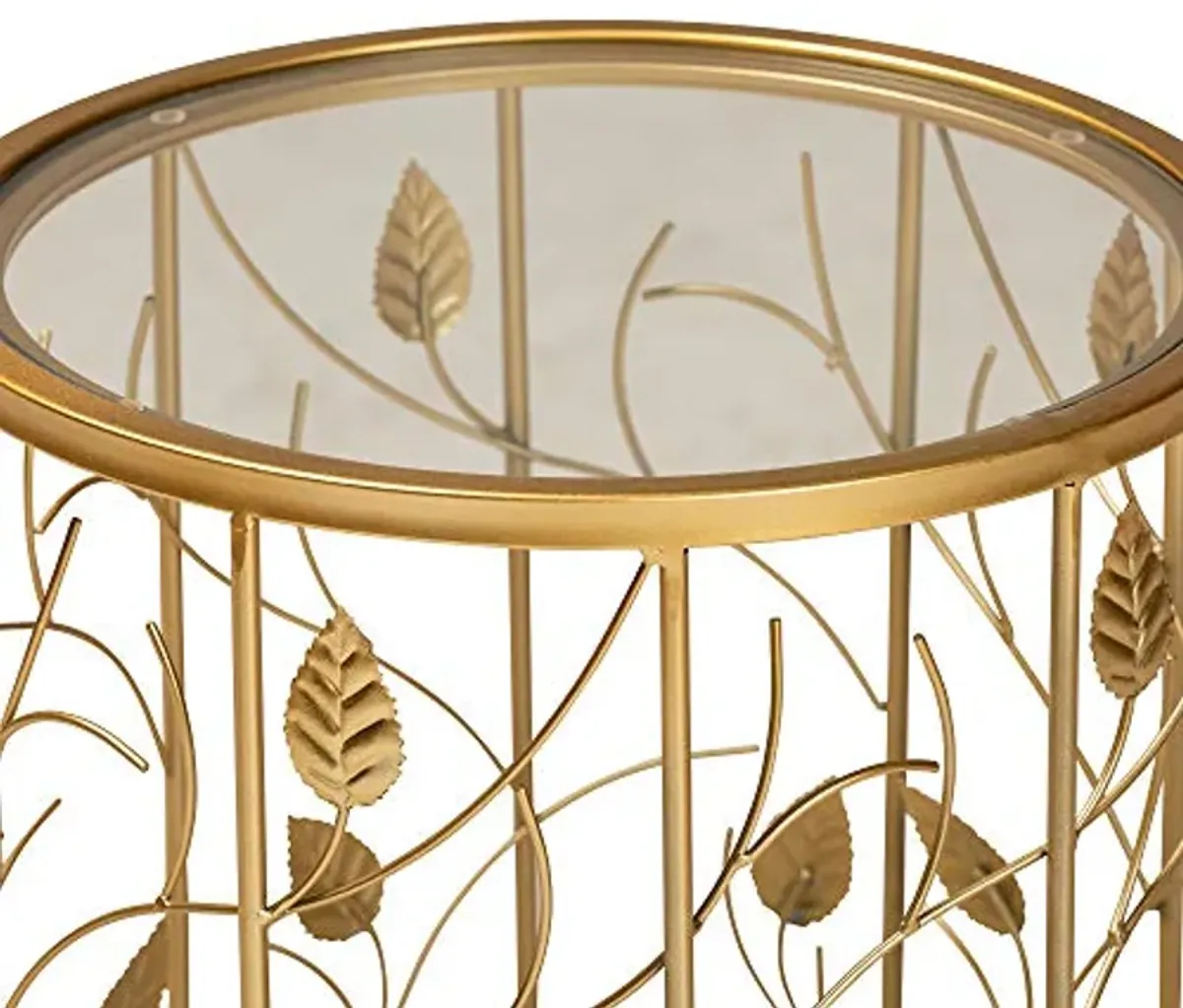 Baxton Studio Anaya Modern and Contemporary Glam Brushed Gold Finished Metal and Glass Leaf Accent End Table