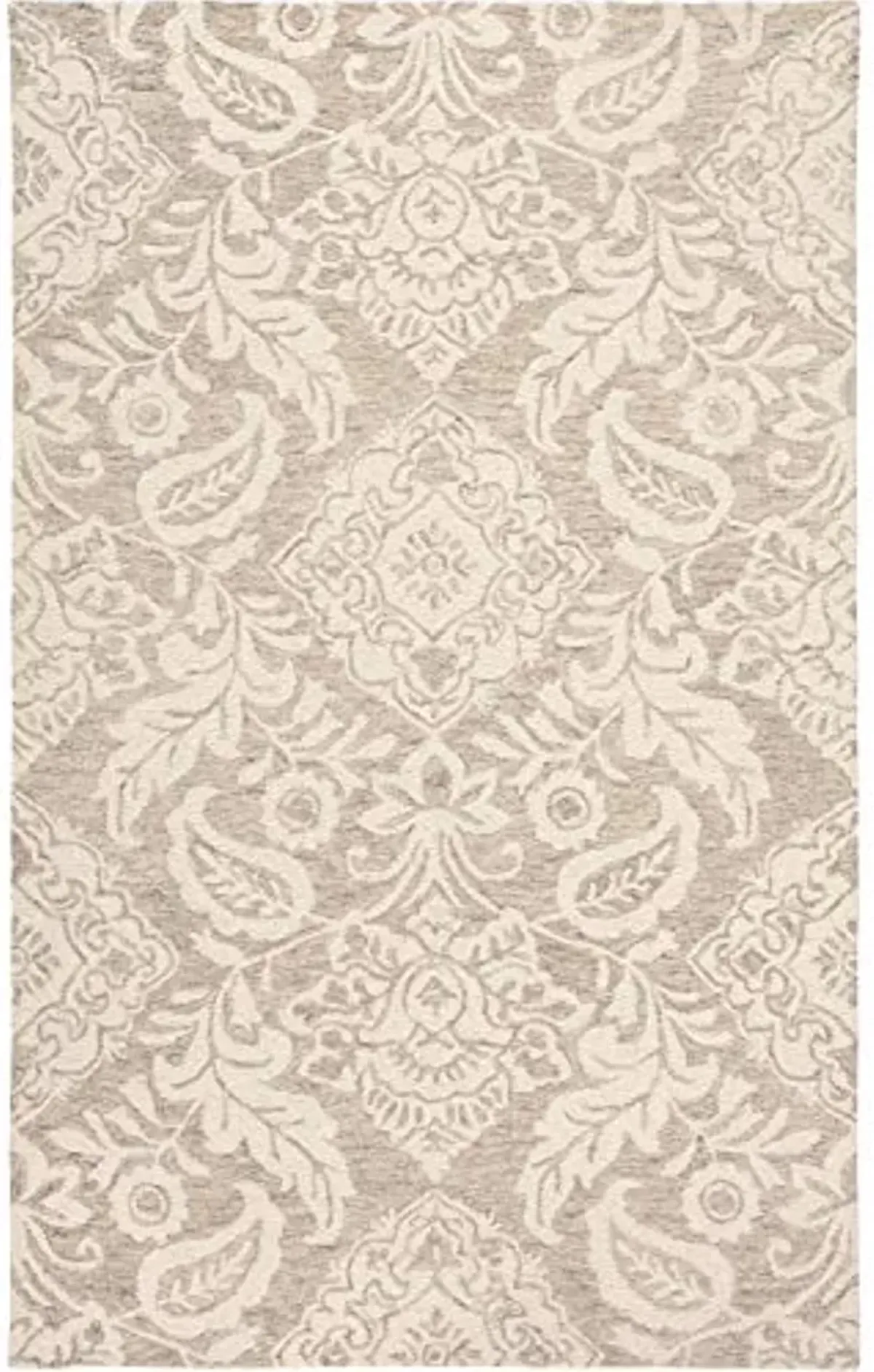 Feizy Rugs - Belfort Collection, Transitional Floral Area Rug - Taupe/Ivory 2' x 3'