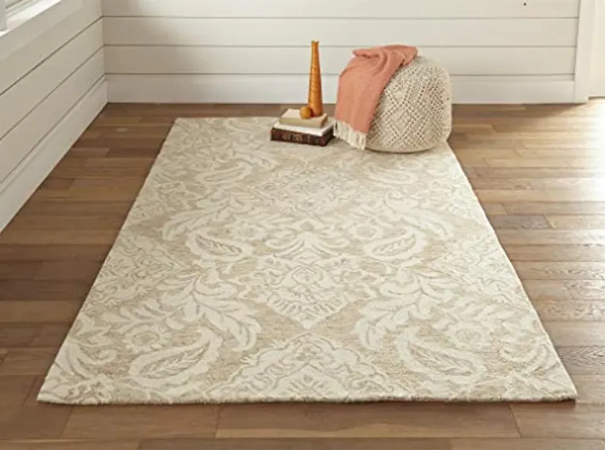 Feizy Rugs - Belfort Collection, Transitional Floral Area Rug - Taupe/Ivory 2' x 3'