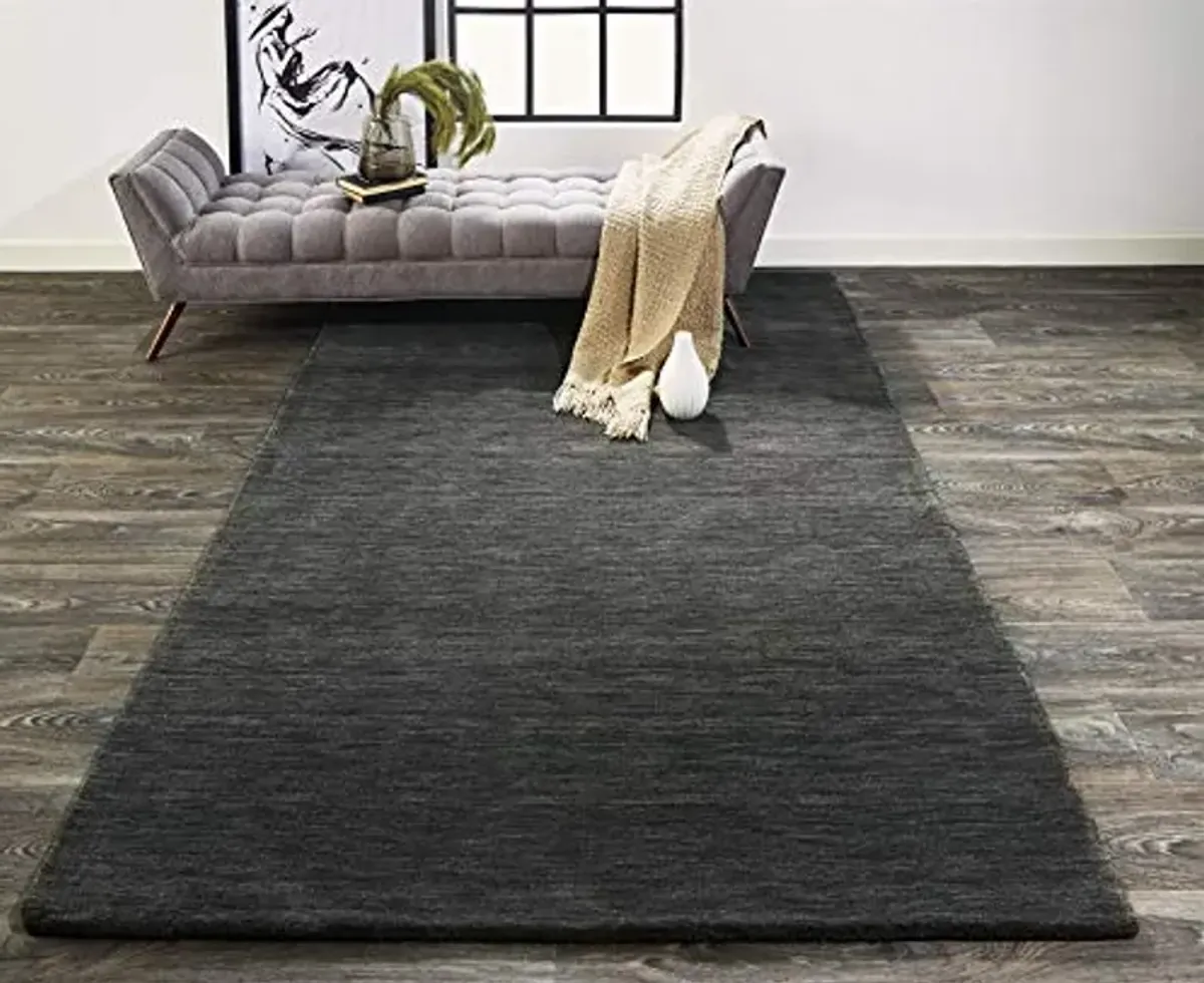 Feizy Rugs - Luna Collection, Contemporary Solid Color Area Rug - Charcoal 2' x 3'