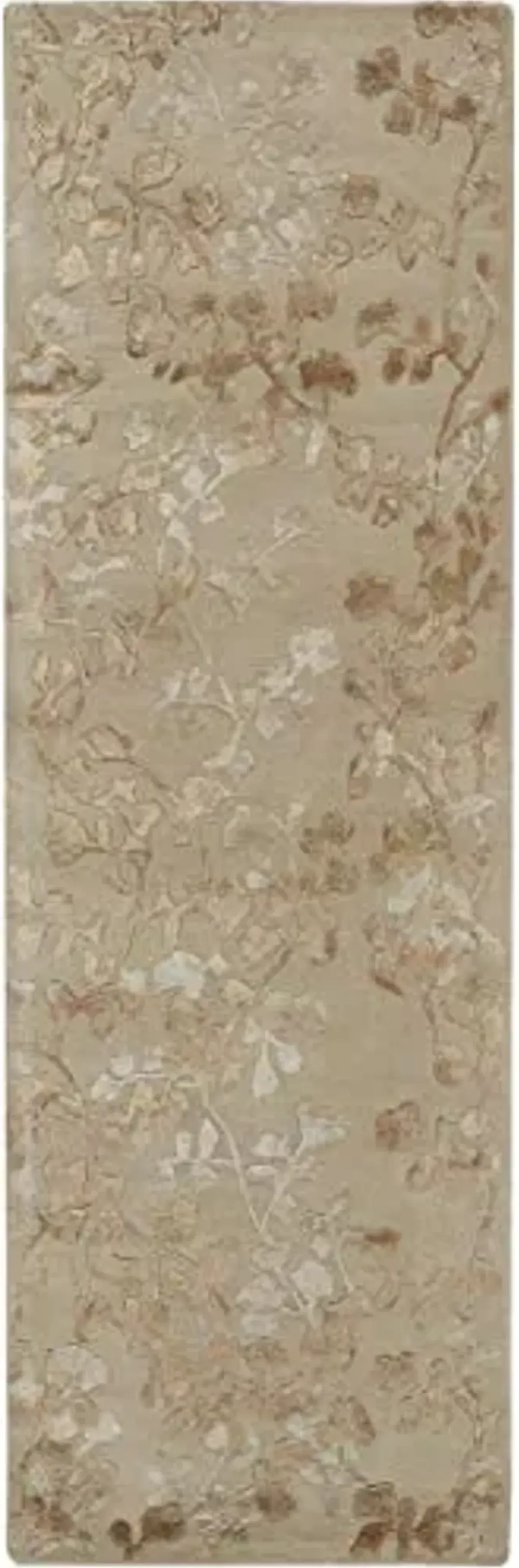 Feizy Rugs - Bella Collection, Transitional Floral Area Rug - Gold/Beige 2'-6" x 8' - Runner