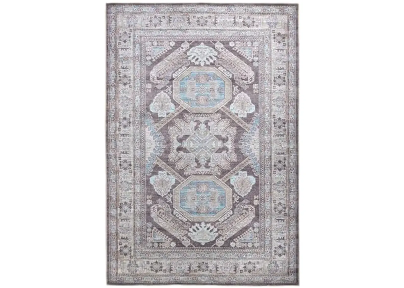 Feizy Rugs - Percy Collection, Transitional Medallion Area Rug - Gray 7'-10" X 9'-10"