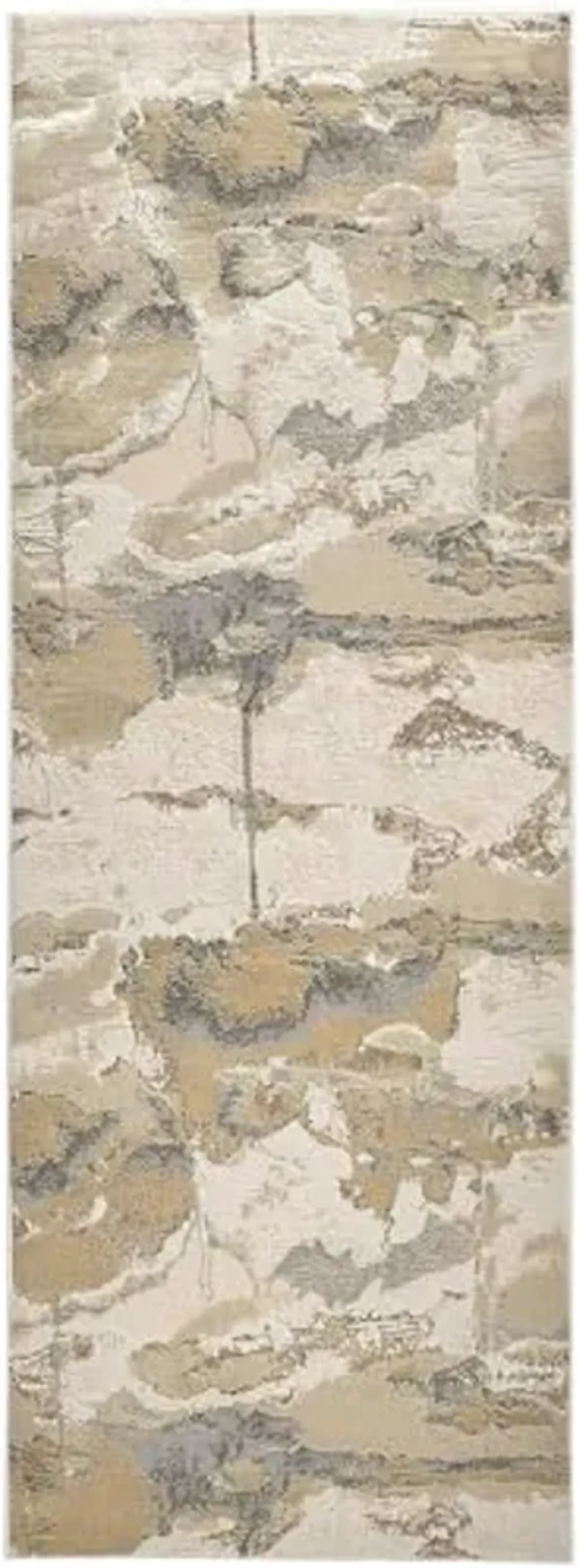 Feizy Rugs - Aura Collection, Contemporary Abstract Area Rug - Gold/Gray 2'-10" X 7'-10" - Runner