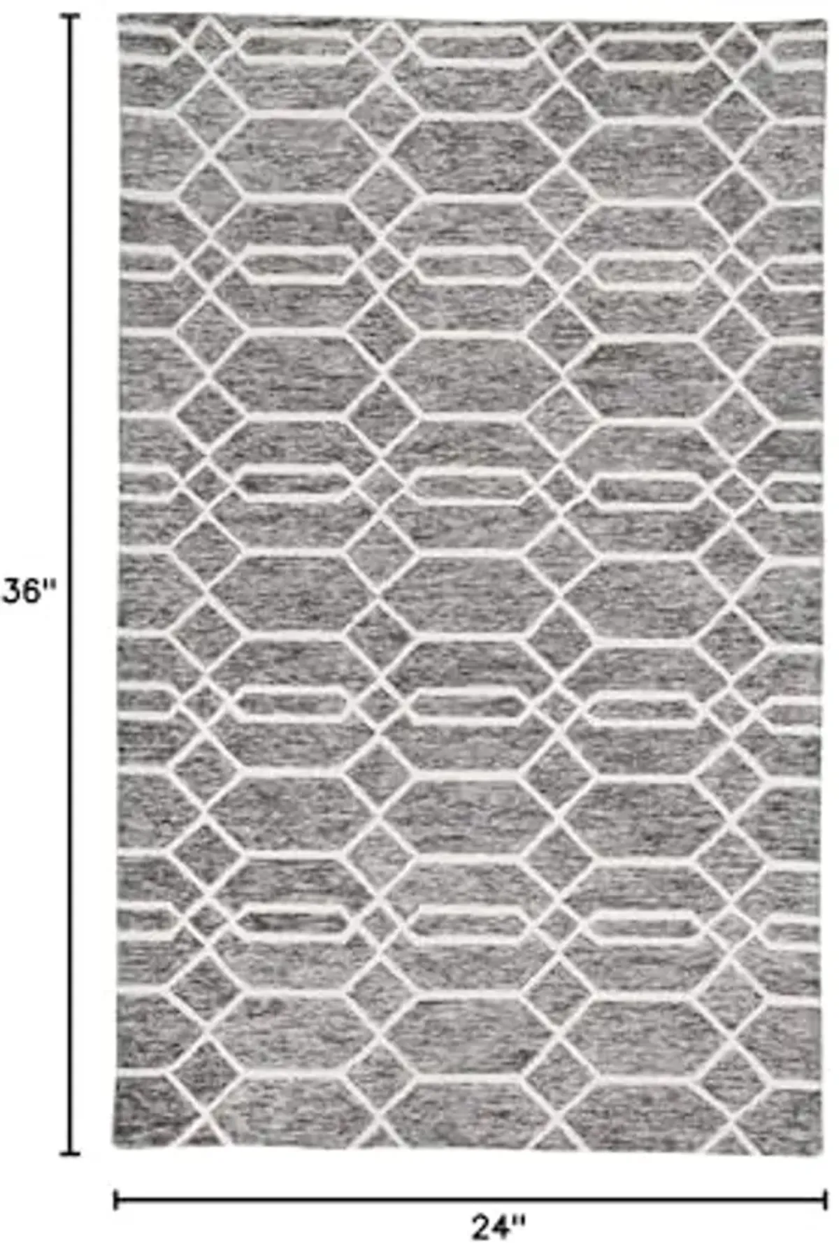 Feizy Rugs - Belfort Collection, Transitional Geometric Area Rug - Charcoal/Ivory 2' x 3'