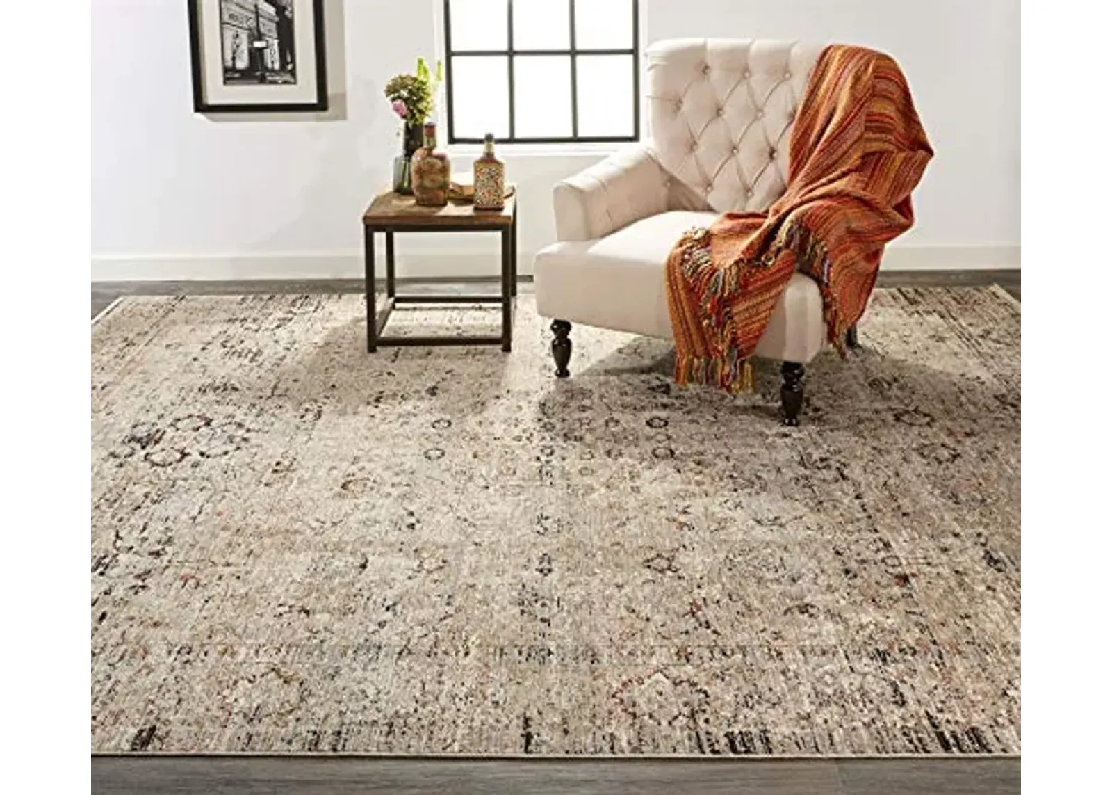 Feizy Rugs - Caprio Collection, Traditional Distressed Area Rug - Sand 2' X 3'-4"