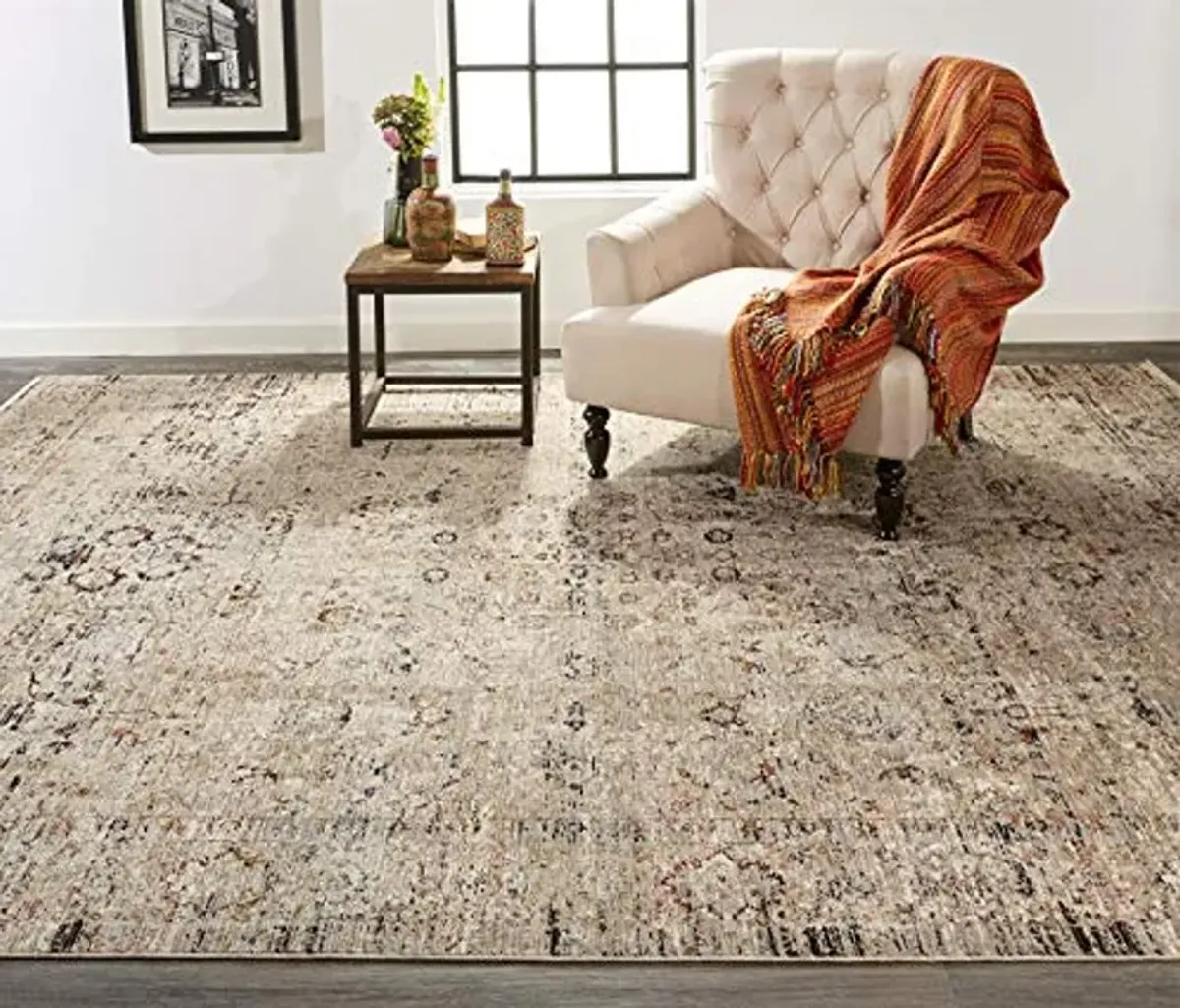 Feizy Rugs - Caprio Collection, Traditional Distressed Area Rug - Sand 2' X 3'-4"