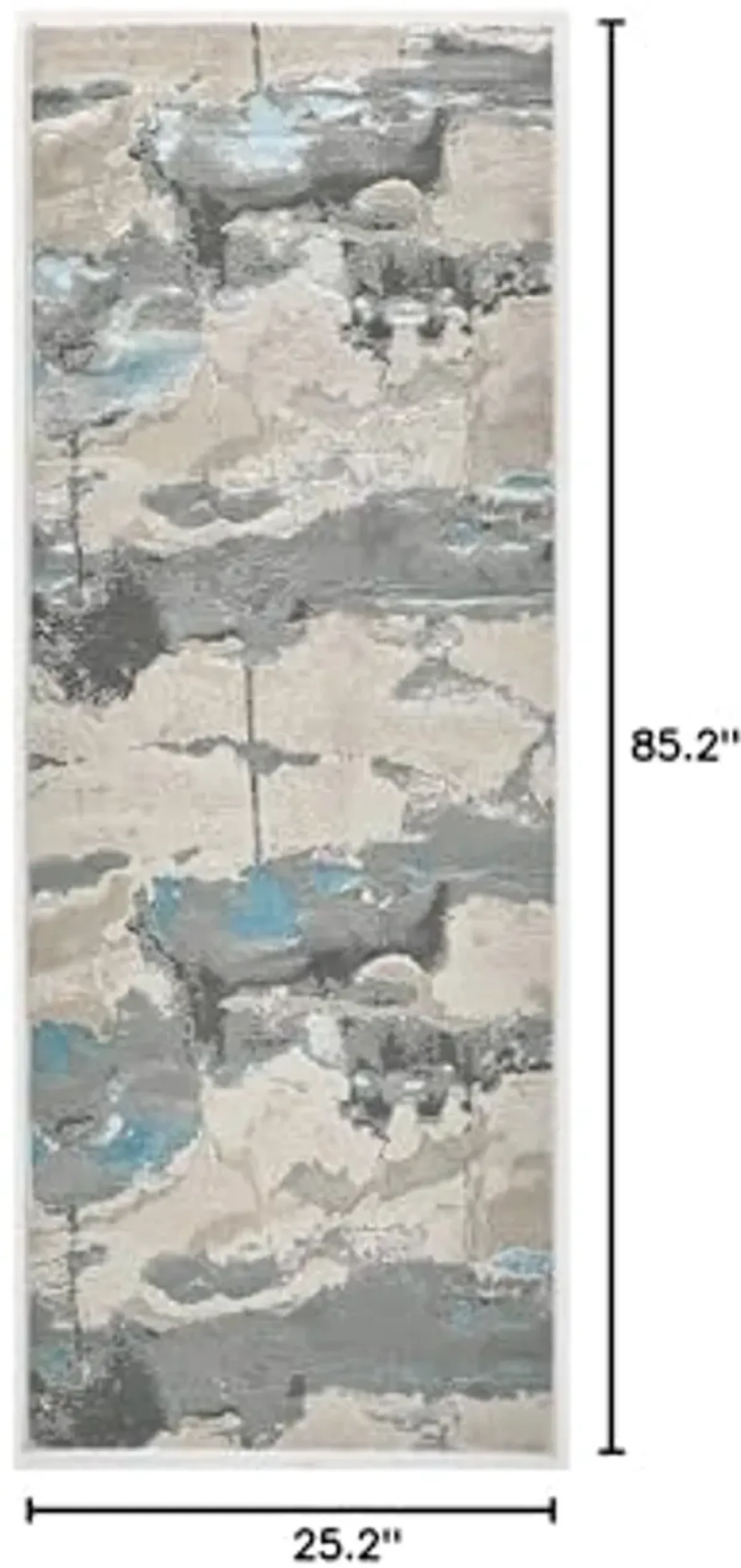 Feizy Rugs - Azure Collection, Contemporary Abstract Area Rug - Blue/Gray 2'-10" X 7'-10" - Runner