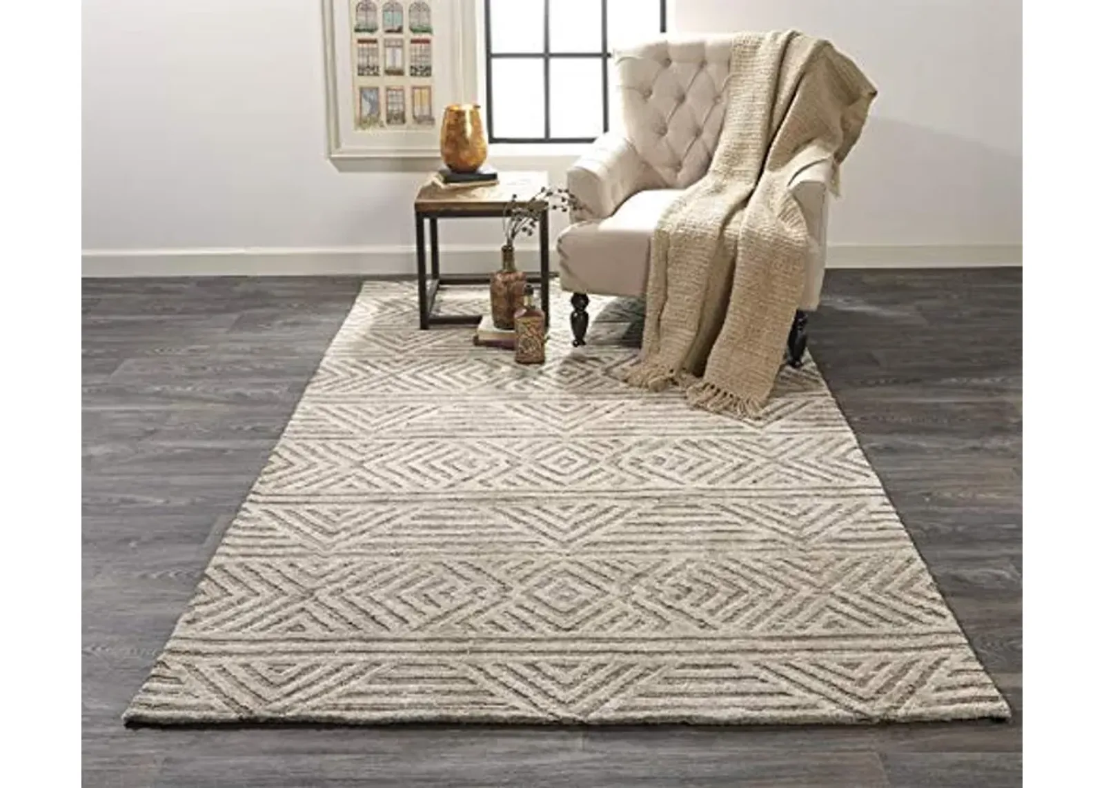 Feizy Rugs - Colton Collection, Transitional Geometric Area Rug - Brown 2' x 3'