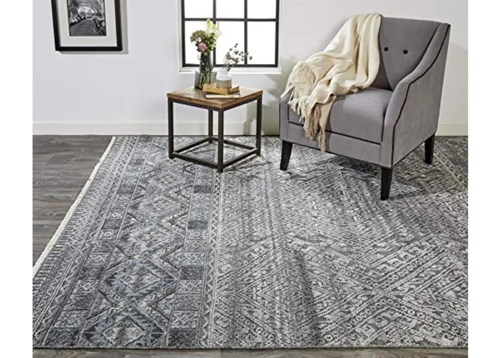 Feizy Rugs - Payton Collection, Transitional Geometric Area Rug - Blue/Gray 5'-6" x 8'-6"