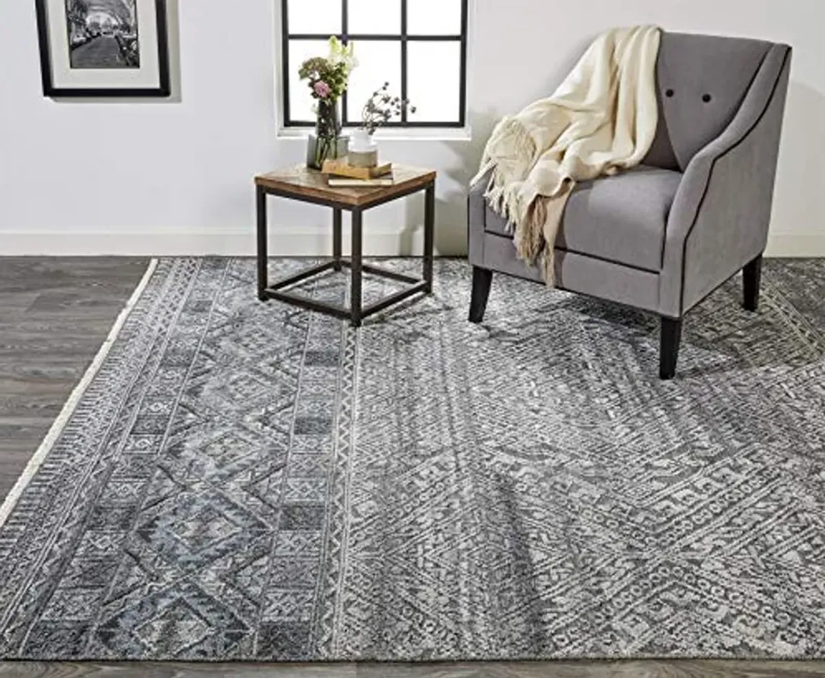 Feizy Rugs - Payton Collection, Transitional Geometric Area Rug - Blue/Gray 5'-6" x 8'-6"