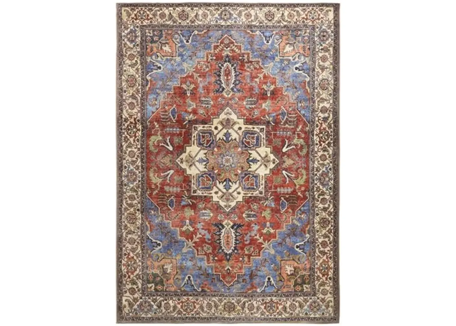 Feizy Rugs - Percy Collection, Traditional Medallion Area Rug - Blue/Rust 4' x 6'