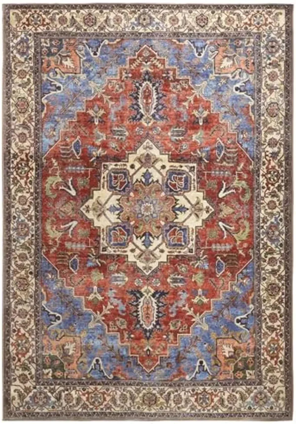 Feizy Rugs - Percy Collection, Traditional Medallion Area Rug - Blue/Rust 4' x 6'