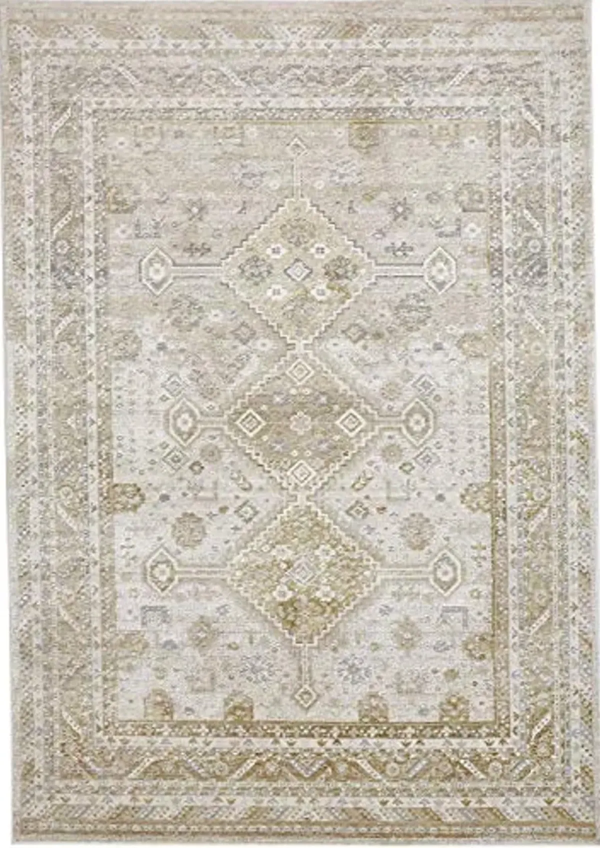 Feizy Rugs - Aura Collection, Traditional Ornamental Area Rug - Gold/Ivory 1'-8" X 2'-10"