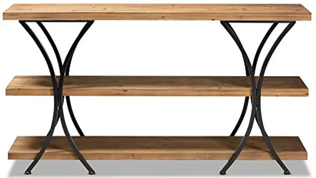 Baxton Studio Terrell Modern Rustic and Industrial Natural Brown Finished Wood and Black Finished Metal Console Table