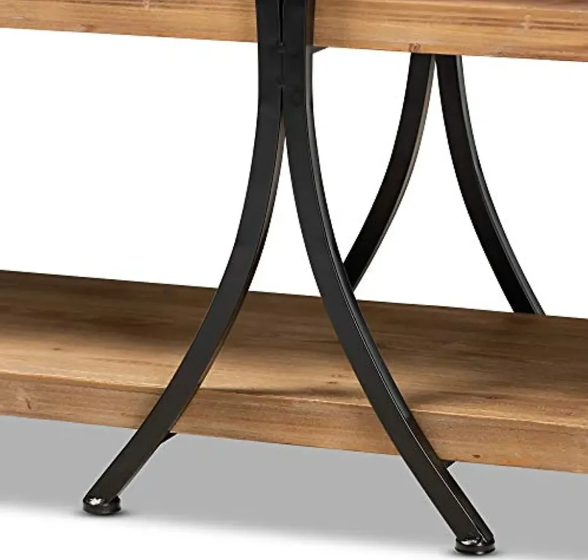 Baxton Studio Terrell Modern Rustic and Industrial Natural Brown Finished Wood and Black Finished Metal Console Table