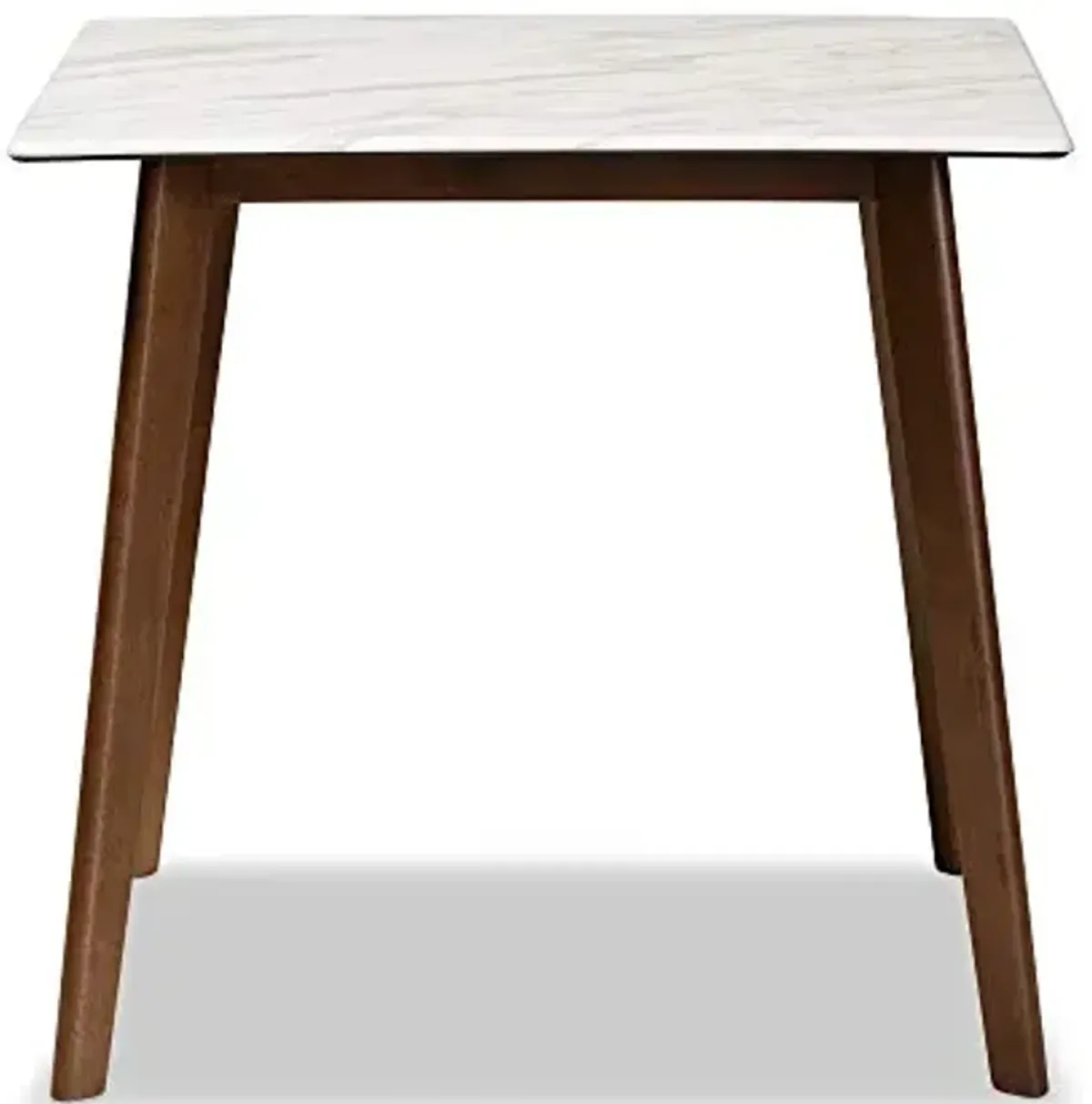Baxton Studio Kaylee Mid-Century Modern Transitional Walnut Brown Finished Wood Dining Table with Faux Marble Tabletop