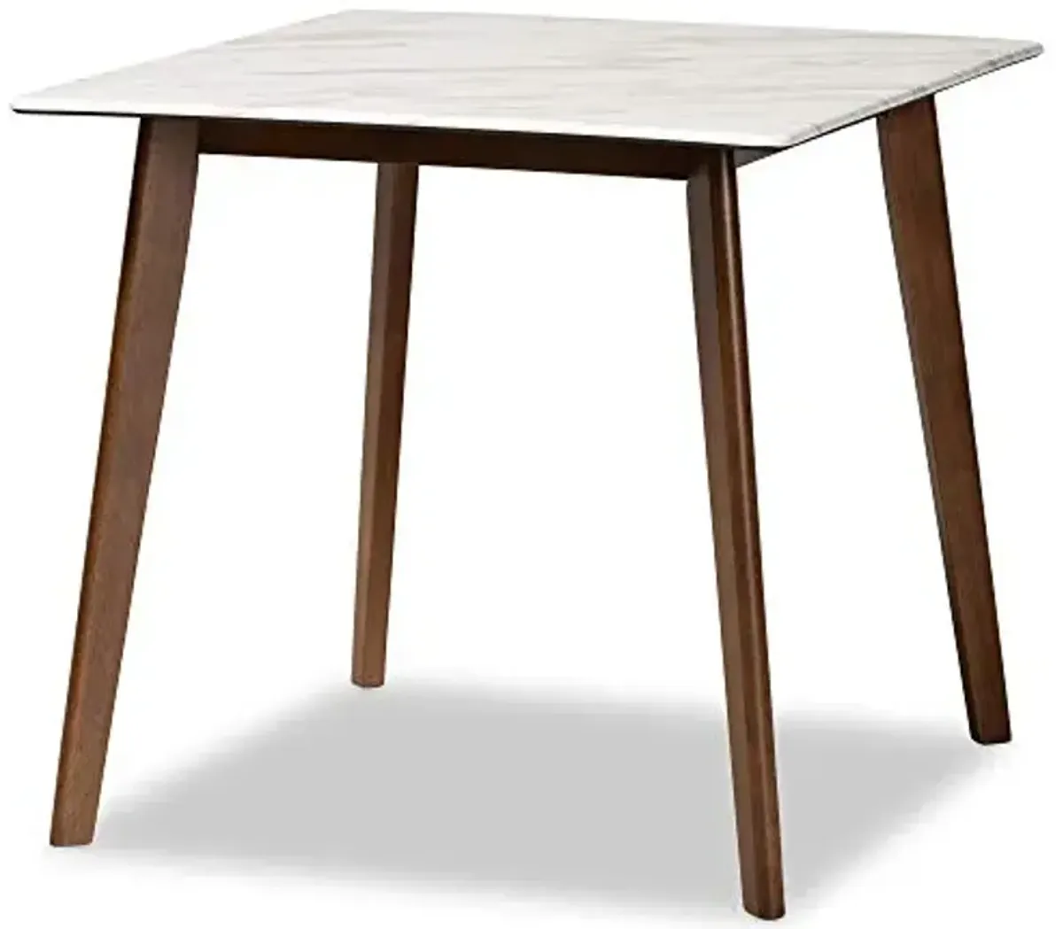 Baxton Studio Kaylee Mid-Century Modern Transitional Walnut Brown Finished Wood Dining Table with Faux Marble Tabletop