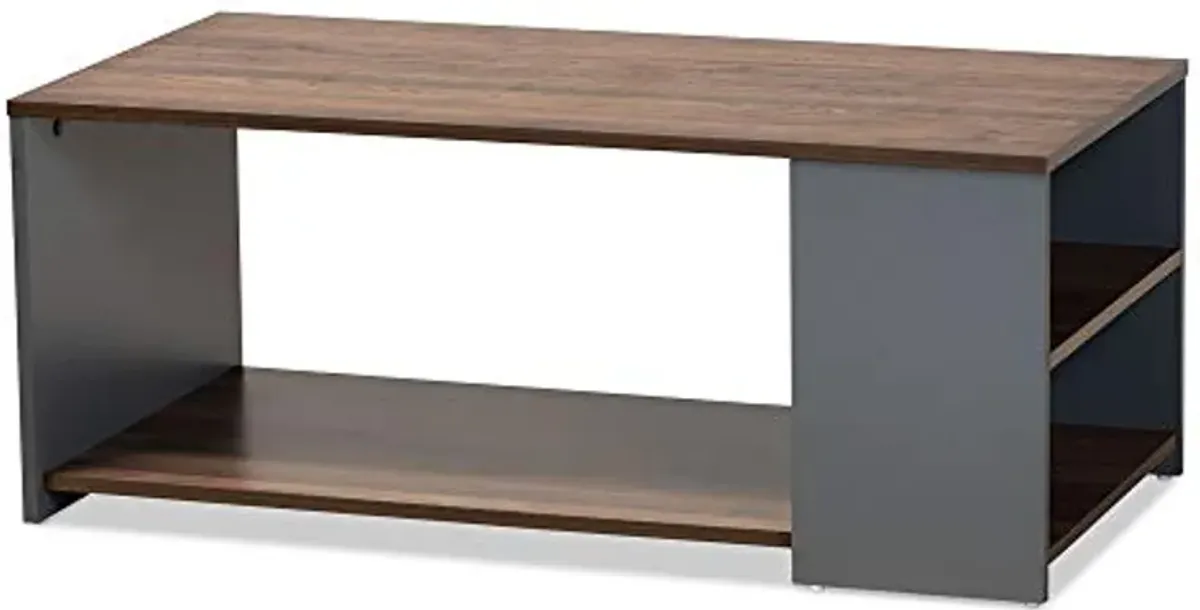 Baxton Studio Thornton Coffee Tables, Walnut Brown/Grey