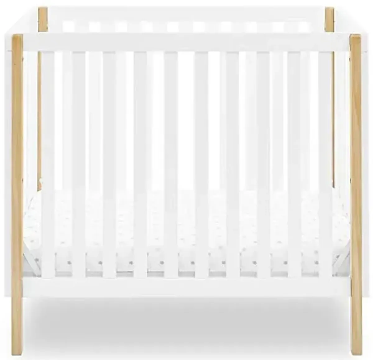 Delta Children Gio Mini Crib with 2.75" Mattress Included, Bianca White/Natural