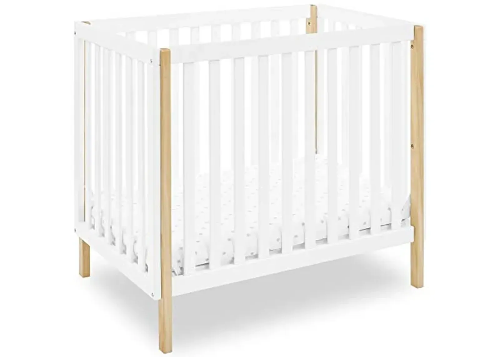 Delta Children Gio Mini Crib with 2.75" Mattress Included, Bianca White/Natural