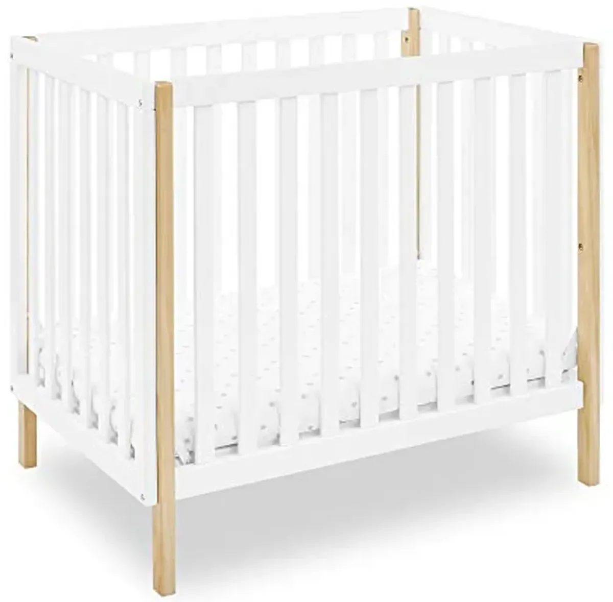 Delta Children Gio Mini Crib with 2.75" Mattress Included, Bianca White/Natural