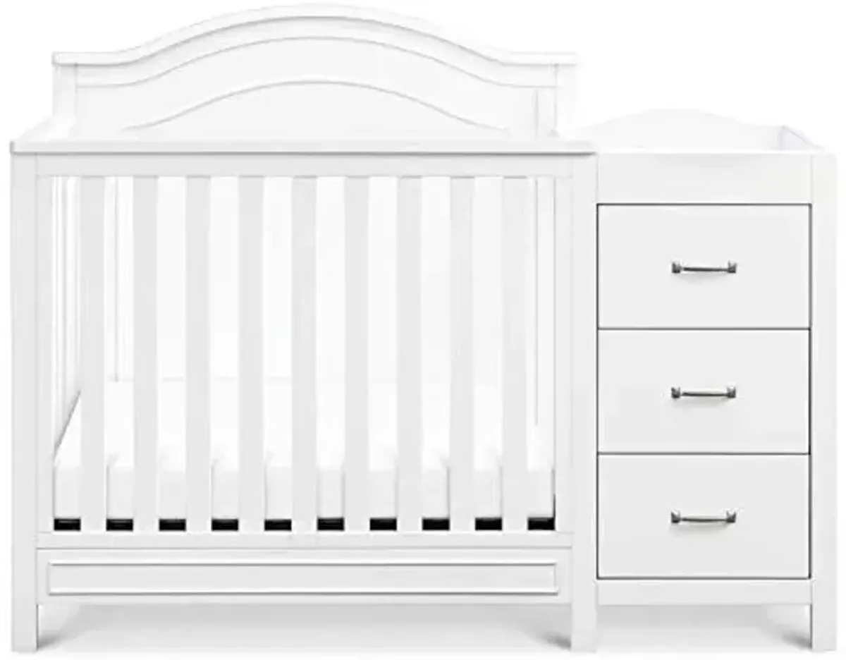 Davinci Charlie 4-in-1 Convertible Mini Crib and Changer Combo in White, Greenguard Gold Certified