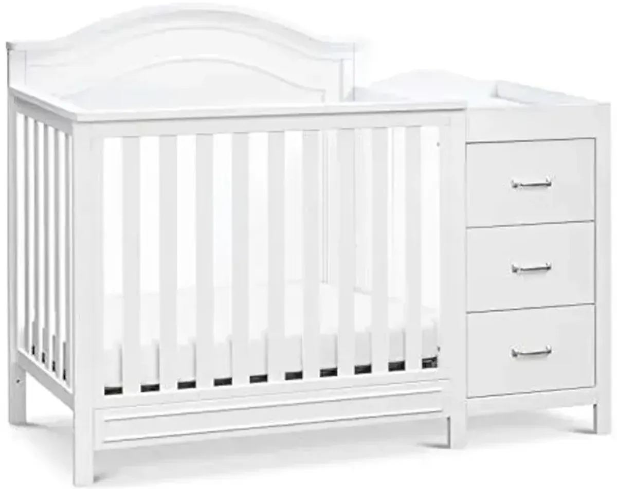 Davinci Charlie 4-in-1 Convertible Mini Crib and Changer Combo in White, Greenguard Gold Certified