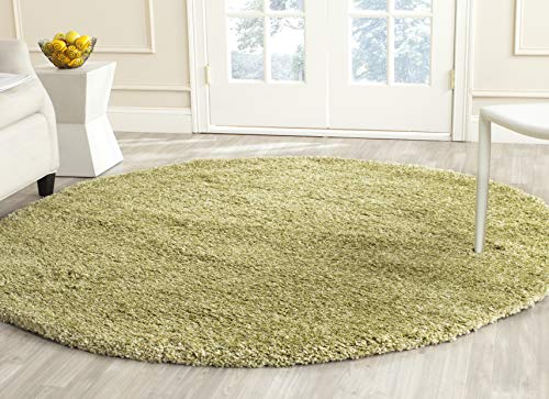 SAFAVIEH California Premium Shag Collection 3' Round Green SG151 Non-Shedding Living Room Bedroom Dining Room Entryway Plush 2-inch Thick Area Rug