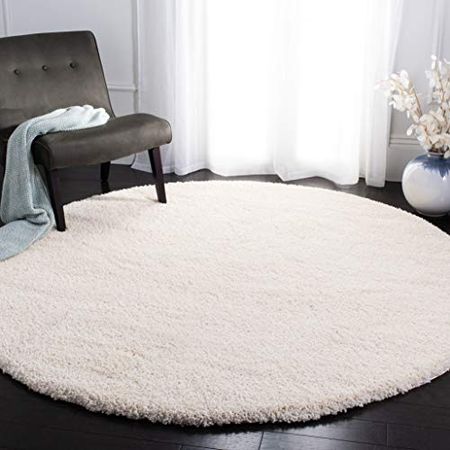 SAFAVIEH California Premium Shag Collection 3' Round Ivory SG151 Non-Shedding Living Room Bedroom Dining Room Entryway Plush 2-inch Thick Area Rug