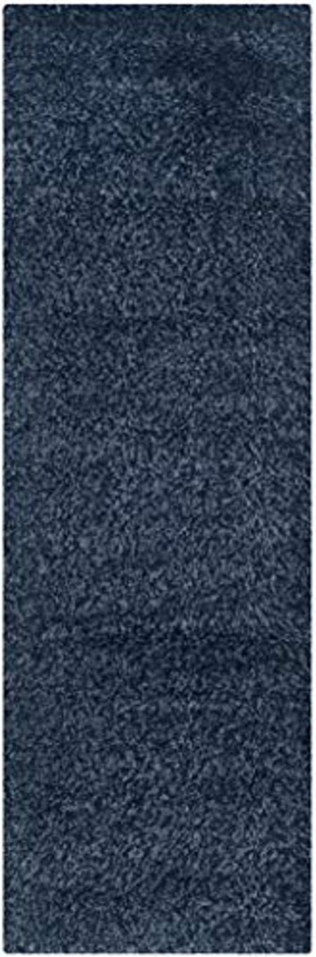 SAFAVIEH California Premium Shag Collection 2'3" x 21' Navy SG151 Non-Shedding Living Room Bedroom Dining Room Entryway Plush 2-inch Thick Runner Rug