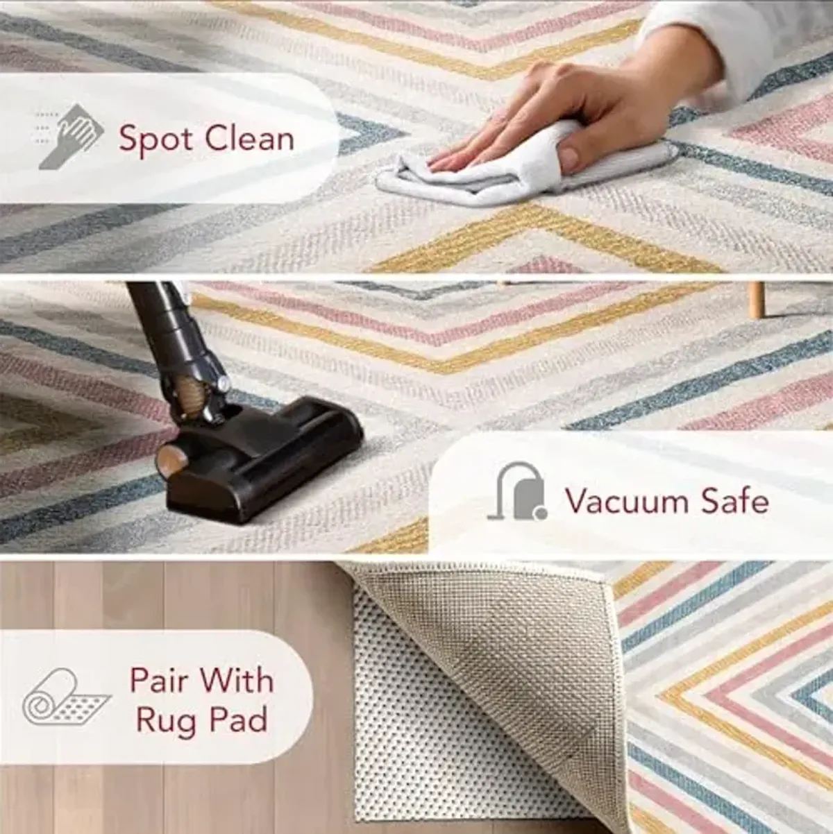 Nuloom Neveah Beige/Ivory, 5' x 7'5", Contemporary, Chevron, Soft and Cozy, High Traffic, Stain Resistant, Easy Clean, Durable Area Rug for Bedroom, Living Room, Dining Space, Den, Foyer, Entryway