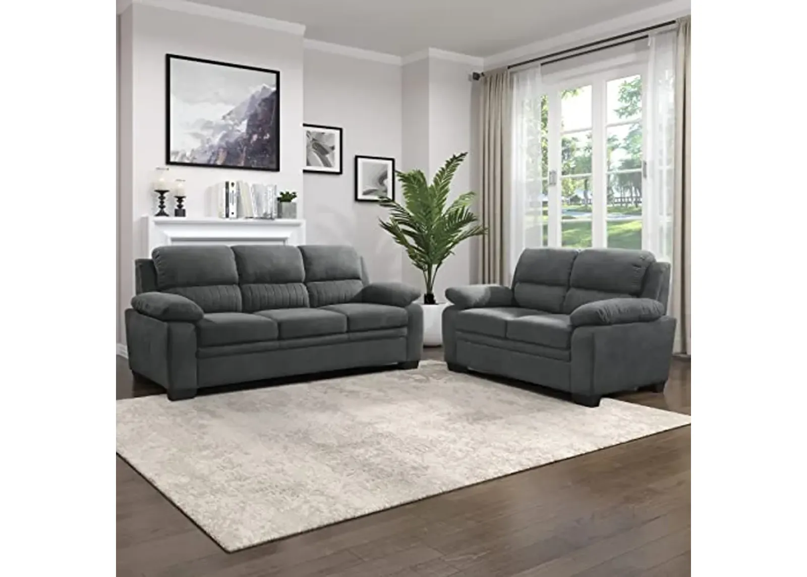 Lexicon Vega 2-Piece Living Room Sofa Set, Dark Gray