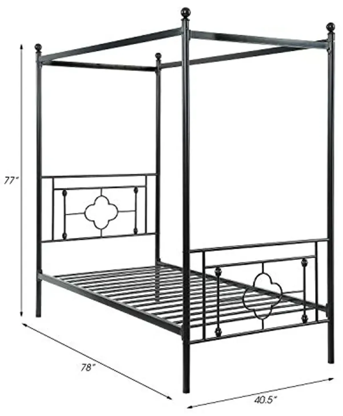 Lexicon Omaha Metal Canopy Bed, Twin, Black