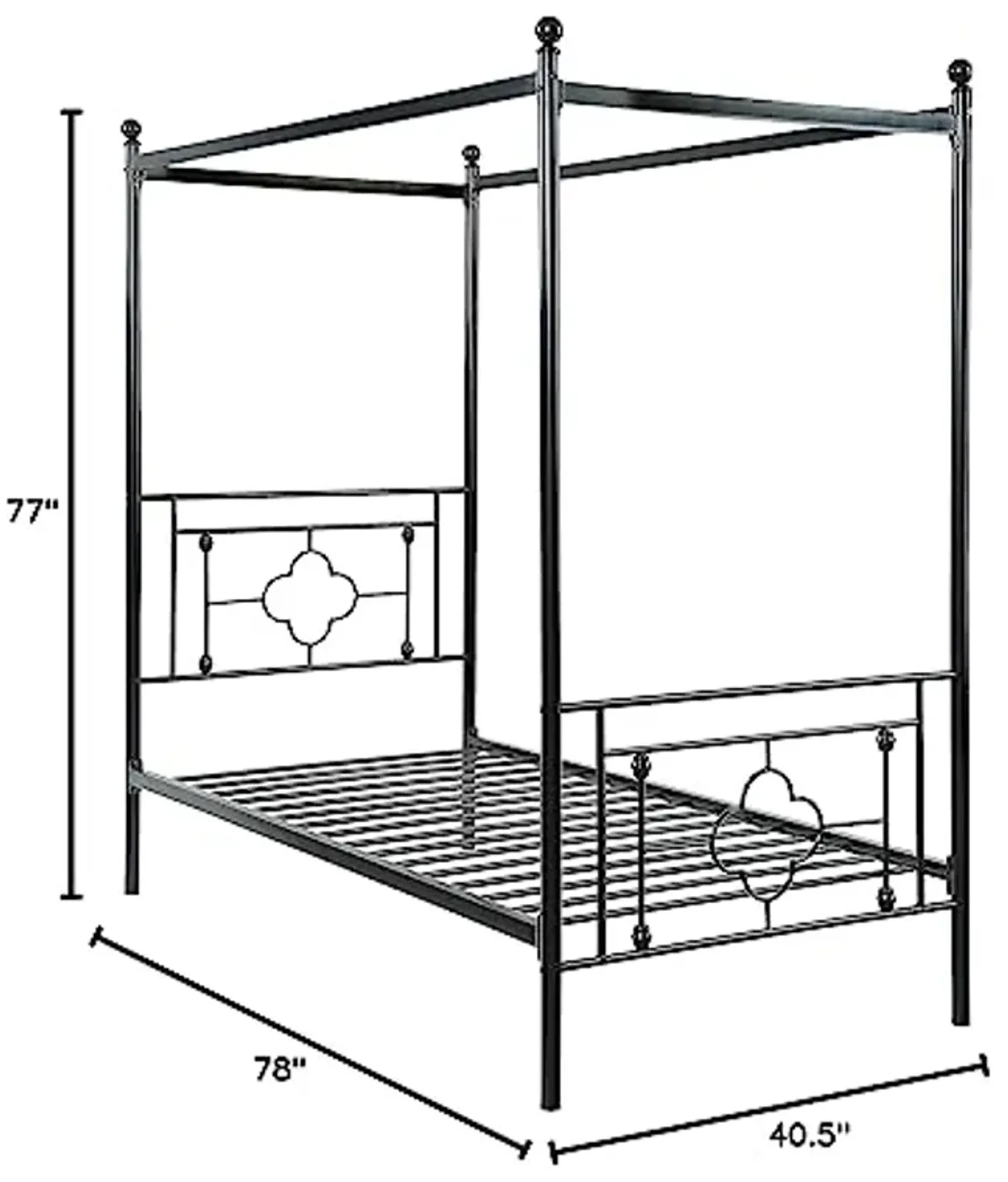 Lexicon Omaha Metal Canopy Bed, Twin, Black