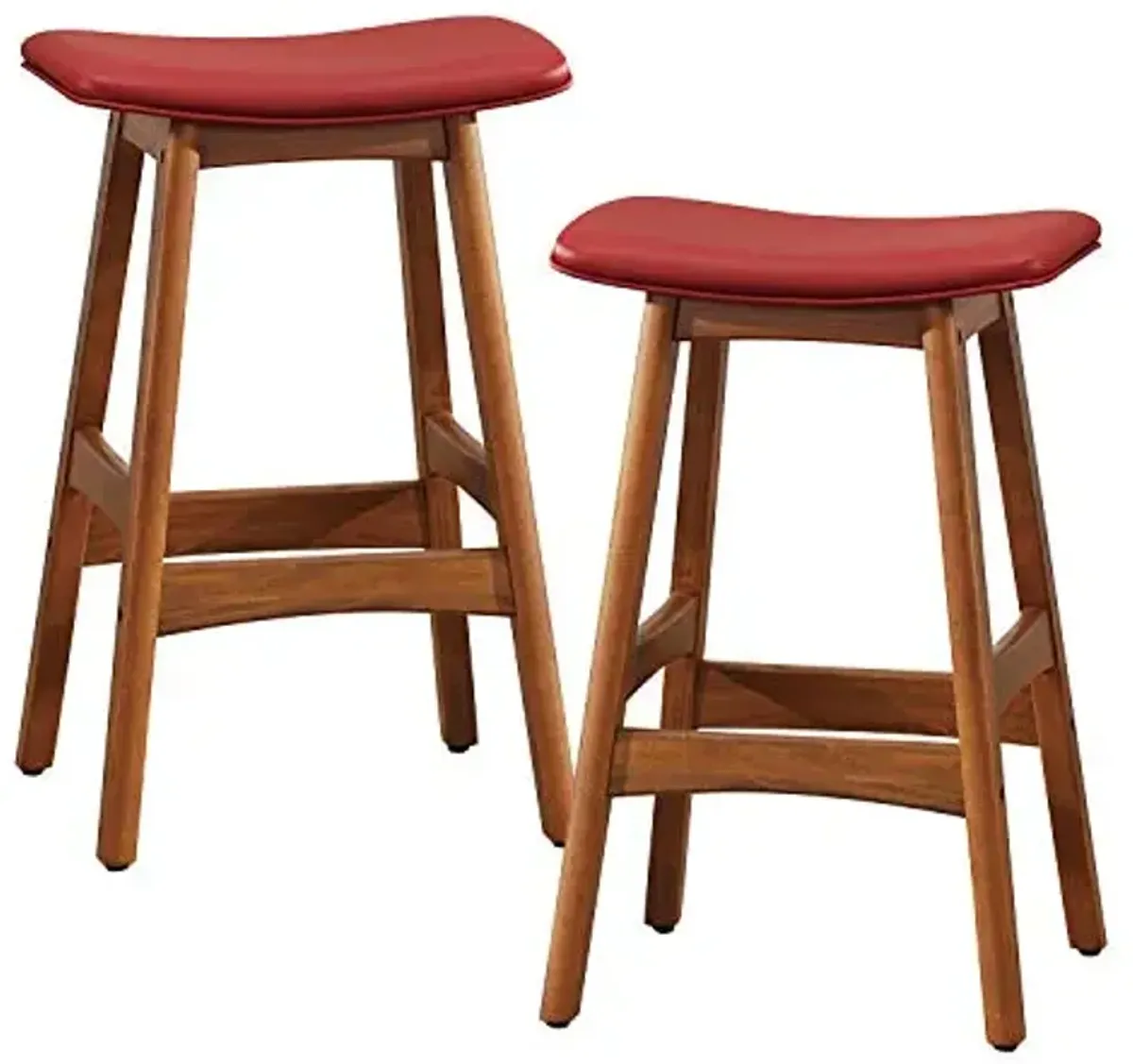 Lexicon Springfield Saddle Seat Counter Height Stool (Set of 2), 25" SH, Matte Red