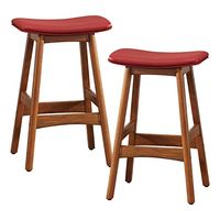 Lexicon Springfield Saddle Seat Counter Height Stool (Set of 2), 25" SH, Matte Red
