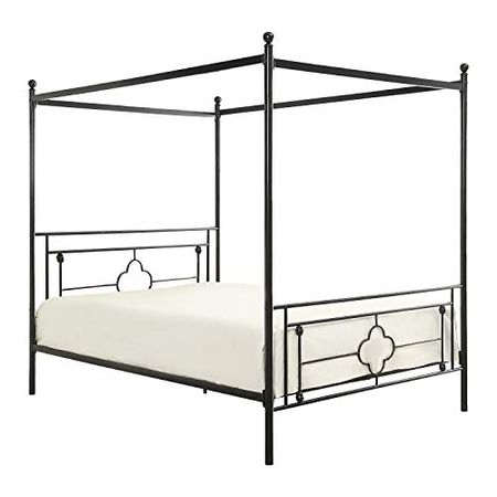 Lexicon Omaha Metal Canopy Bed, Queen, Black