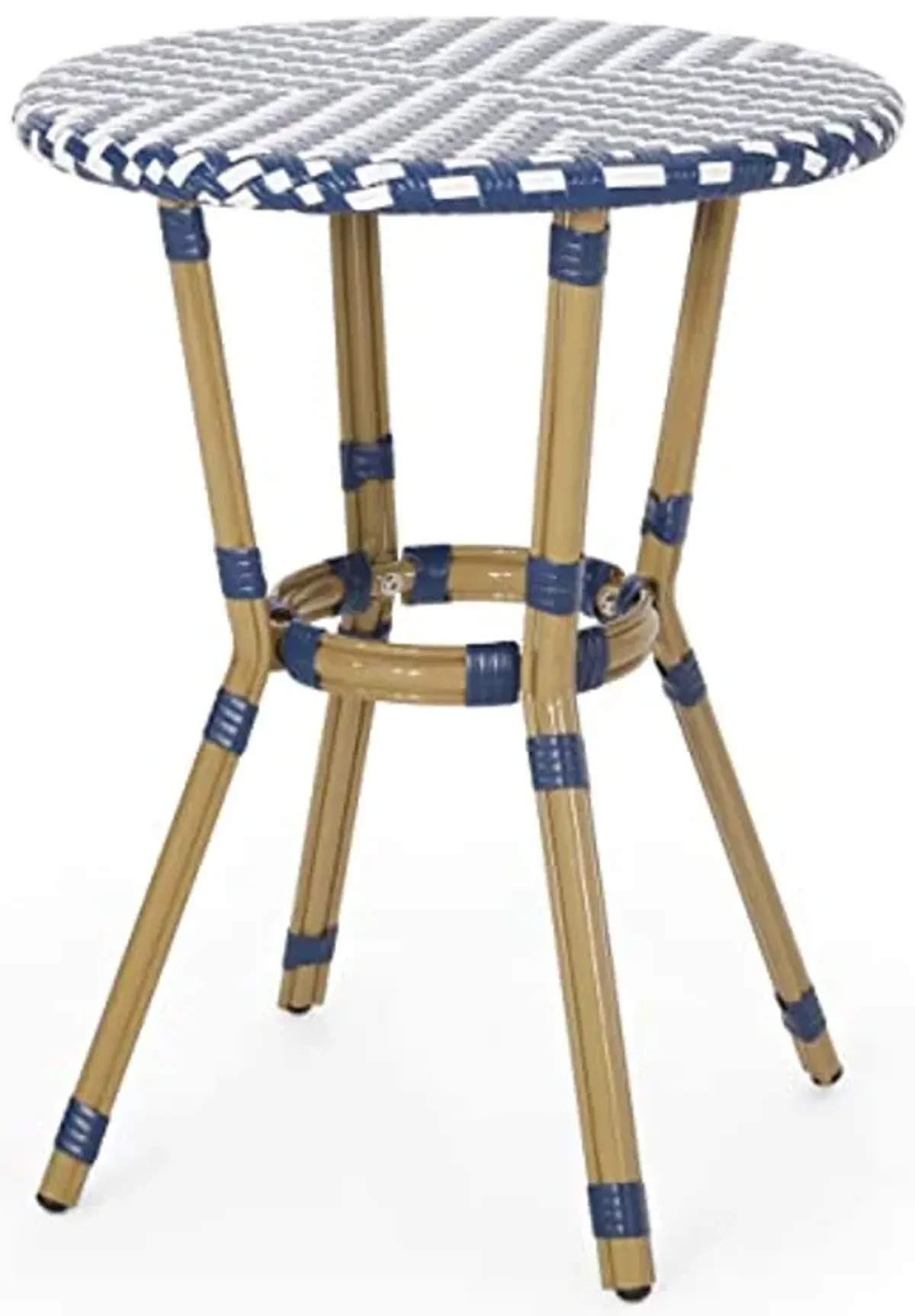 Christopher Knight Home Picardy Bistro Set, Navy Blue + White + Bamboo