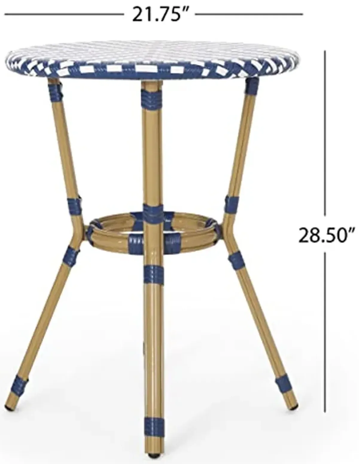 Christopher Knight Home Picardy Bistro Set, Navy Blue + White + Bamboo