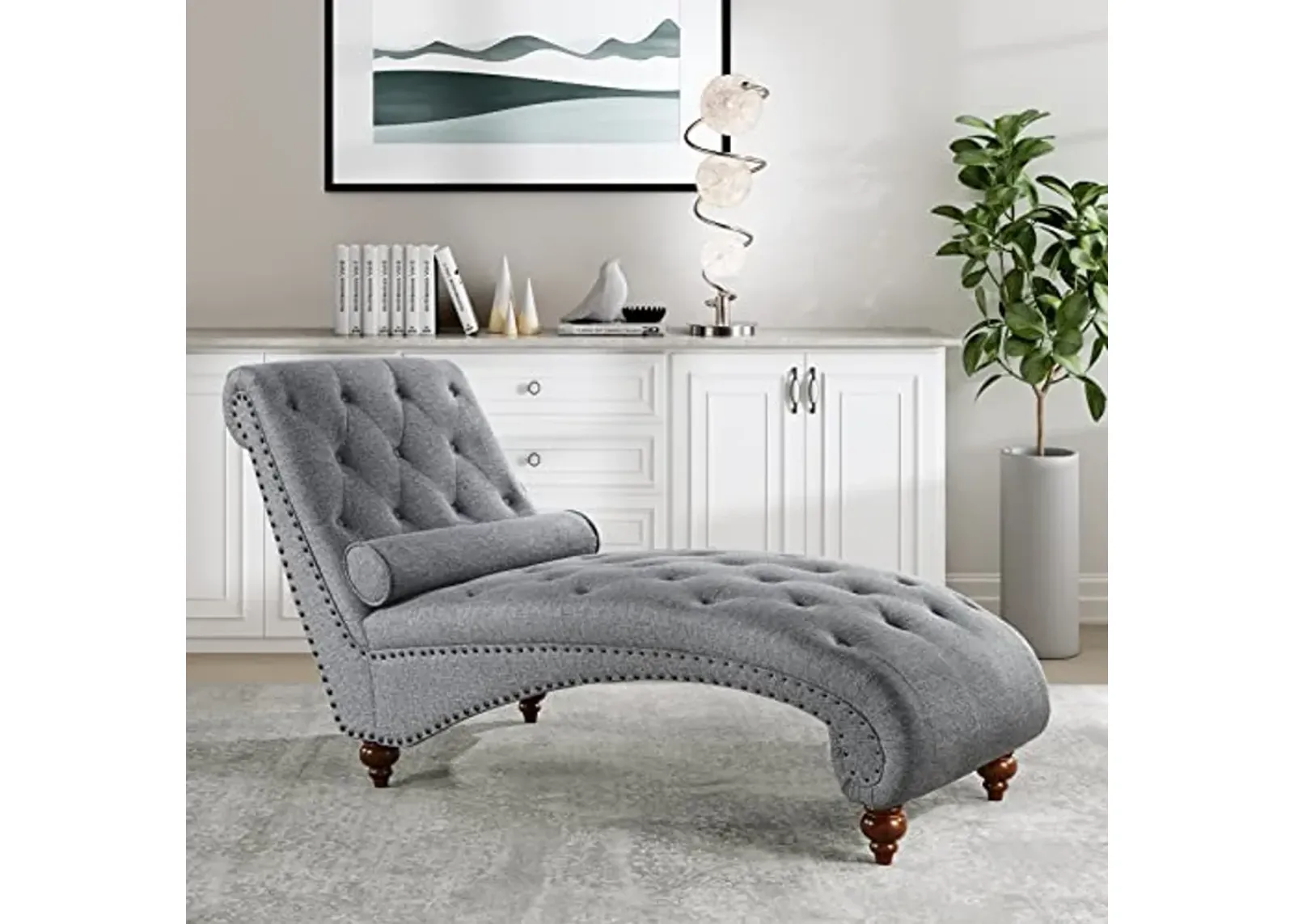 Lexicon Lambart Chaise Lounge, Gray (Bronze Nailheads)