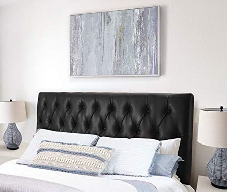 Abbyson Living Full/Queen Upholstery Tufted Leather Headboard, Black