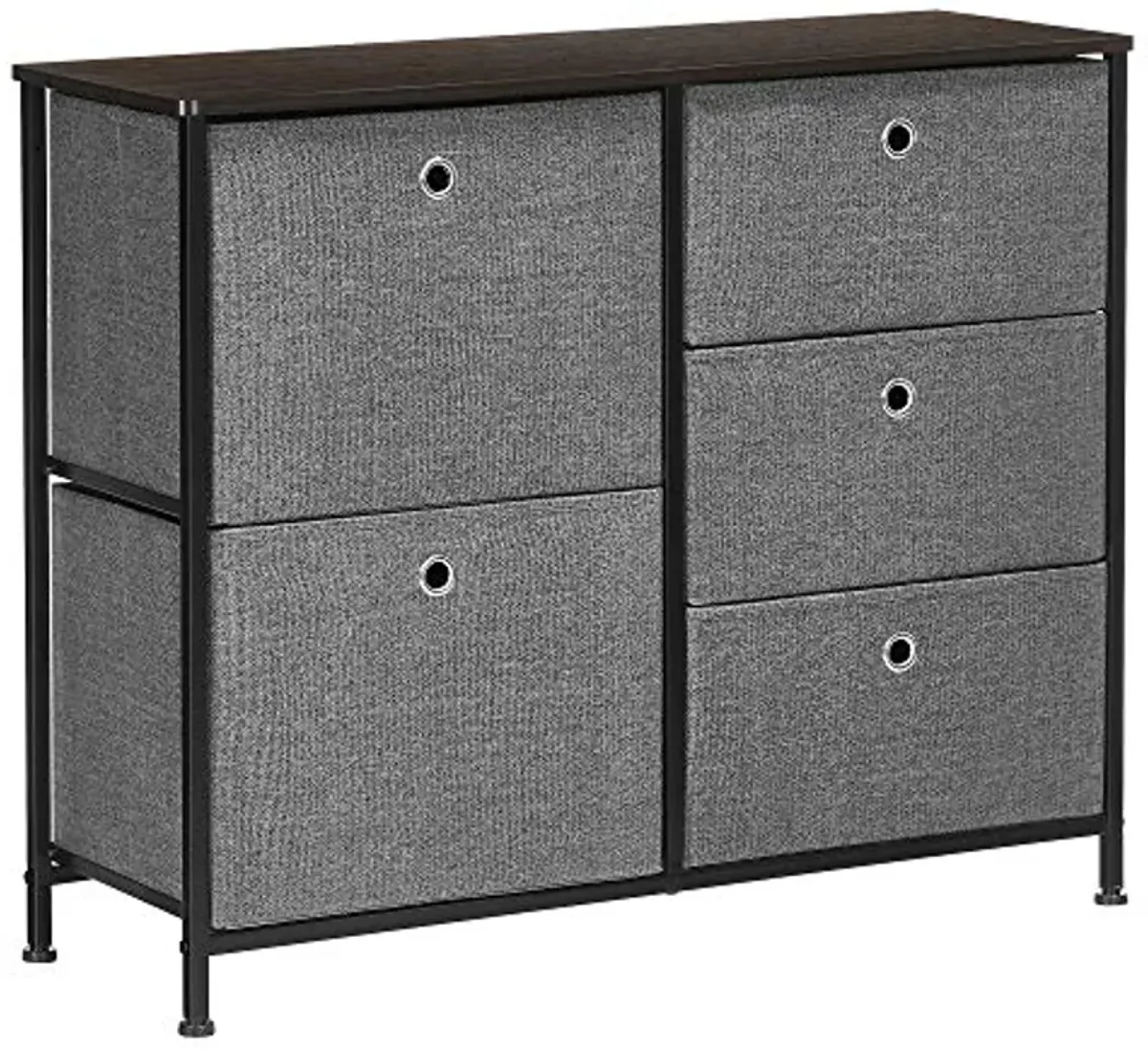 SONGMICS Storage Chest Dresser 5 Fabric Drawers Closet Apartment Dorm Nursery, 33.5 x 11.8 x 27.6 Inches, Dark Gray