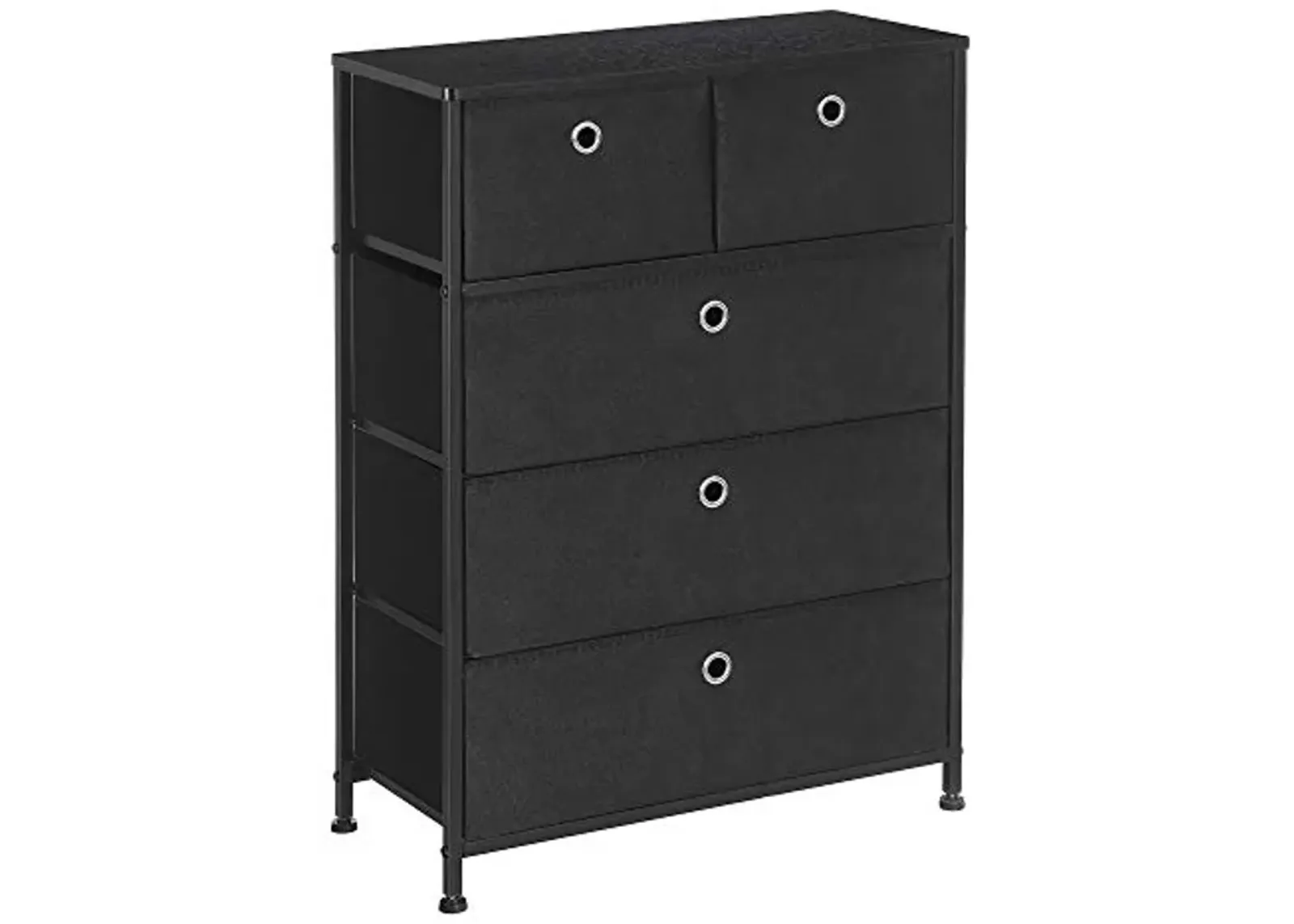 SONGMICS Storage Chest Dresser 5 Fabric Drawers Closet Apartment Dorm Nursery, 23.6 x 11.8 x 32.9 Inches, Black