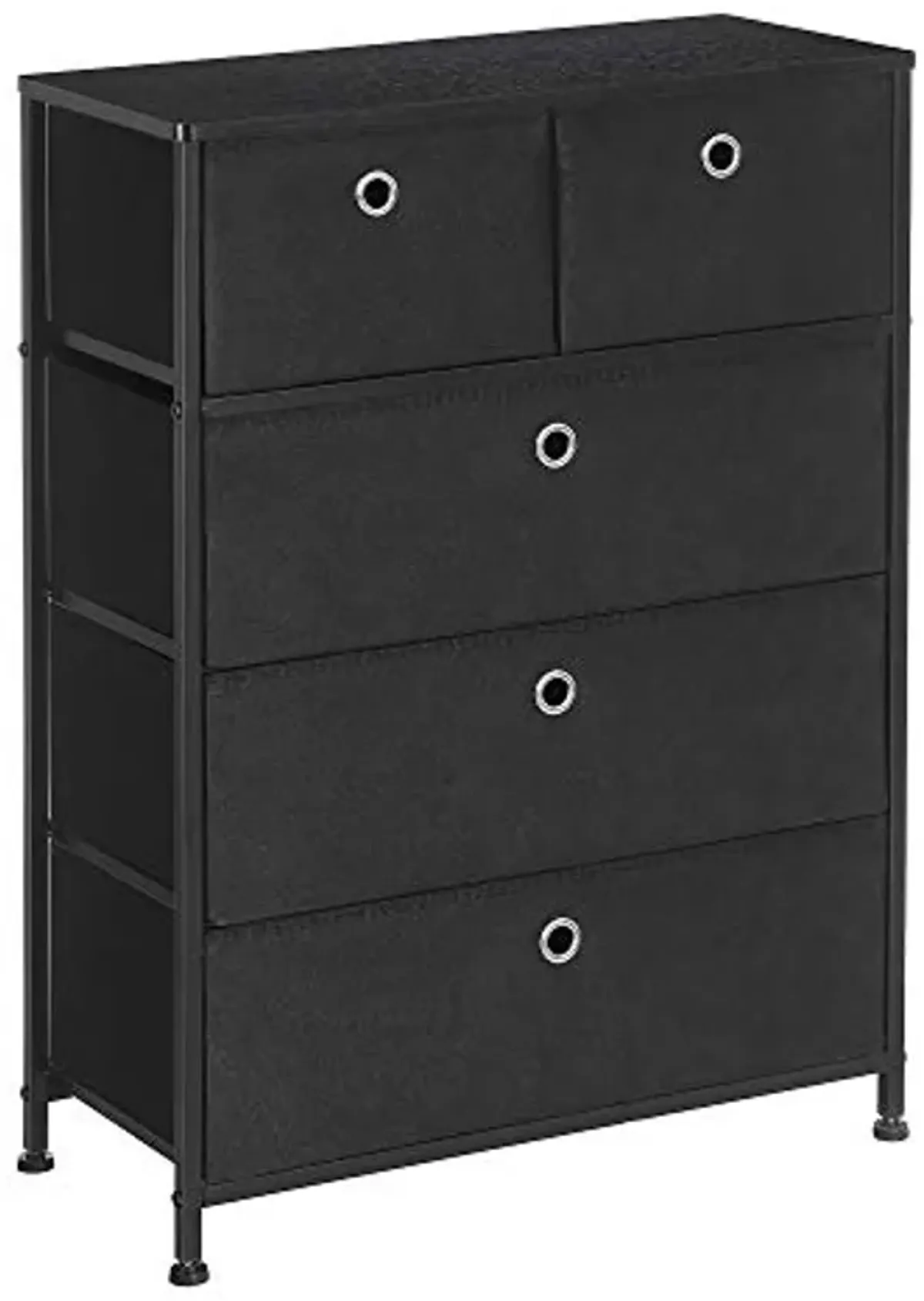 SONGMICS Storage Chest Dresser 5 Fabric Drawers Closet Apartment Dorm Nursery, 23.6 x 11.8 x 32.9 Inches, Black