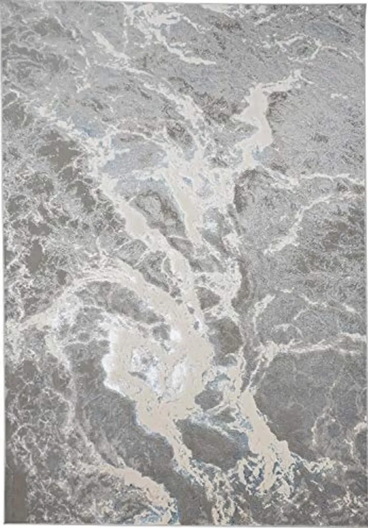 Azure Modern Marbled Rug, Gray/Silver/Beige, 1ft - 8in x 2ft - 10in Area Rug