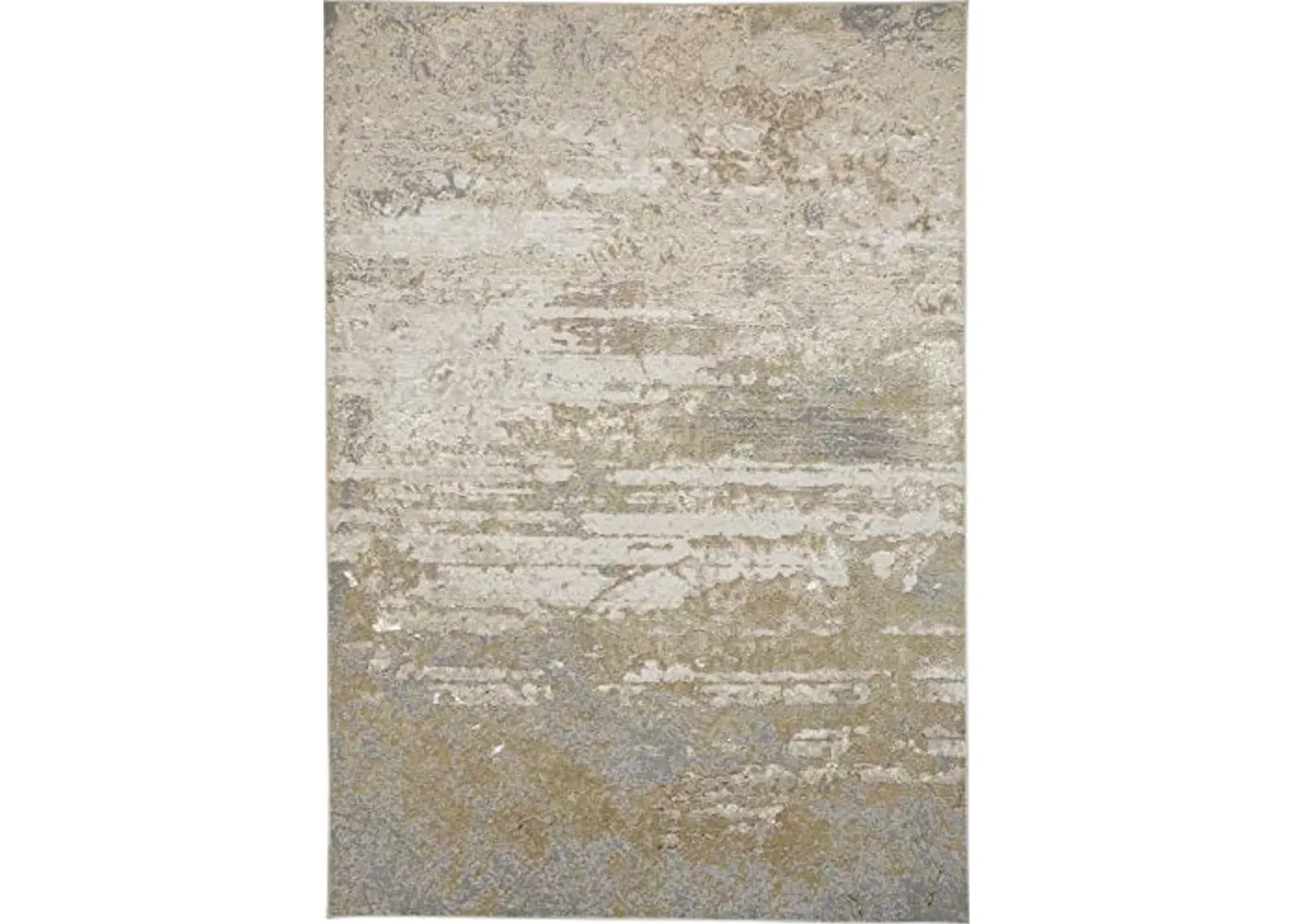 Aura Modern Striated Rug, Gray/Beige/Gold, 1ft - 8in x 2ft - 10in Area Rug