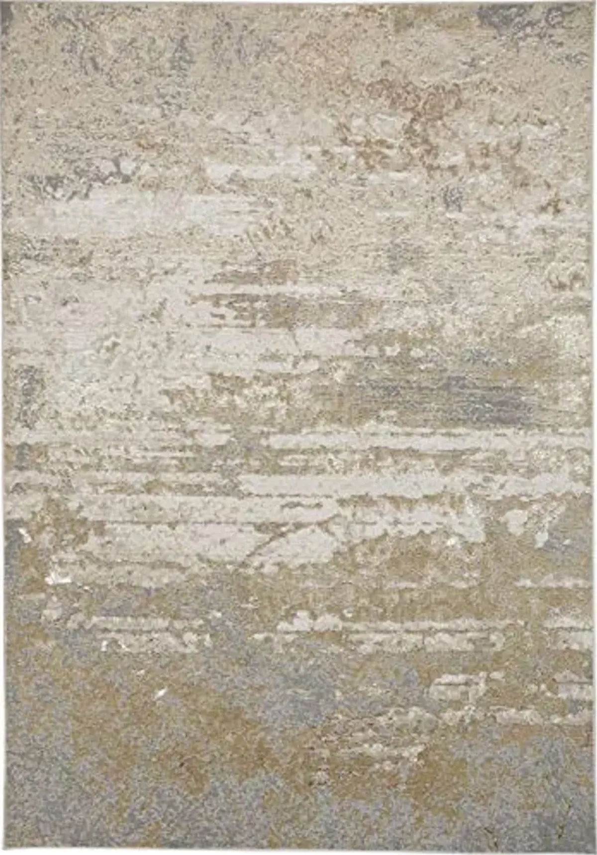 Aura Modern Striated Rug, Gray/Beige/Gold, 1ft - 8in x 2ft - 10in Area Rug